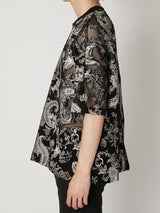 EUROPEAN MOTIF MESH T-SHIRTS
