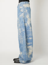 DENIM CURVED PANTS