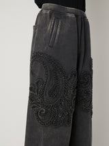 SCULPTURAL EMBROIDERY JERSEY SWEAT WIDE PANTS