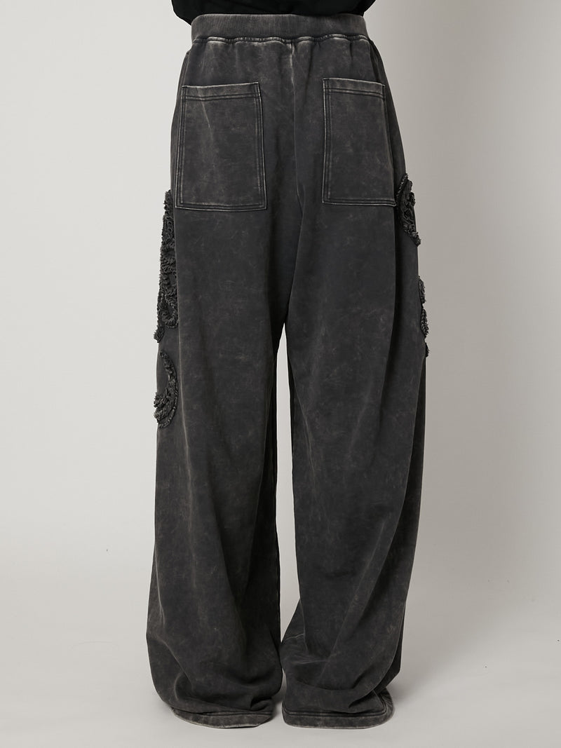 SCULPTURAL EMBROIDERY JERSEY SWEAT WIDE PANTS – TAAKK