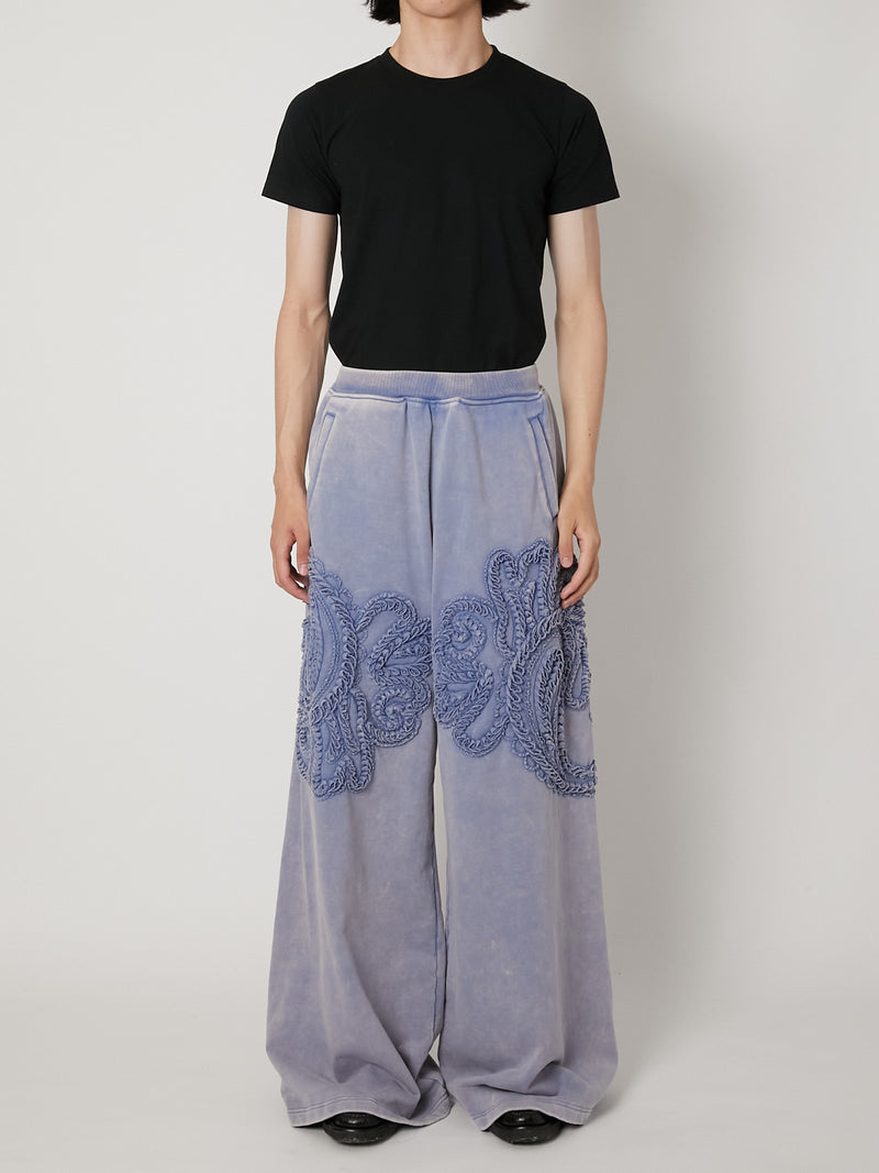 SCULPTURAL EMBROIDERY JERSEY SWEAT WIDE PANTS – TAAKK