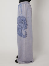 SCULPTURAL EMBROIDERY JERSEY SWEAT WIDE PANTS