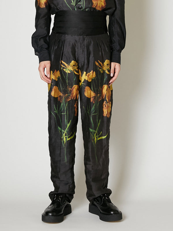 TUCK IN FLOWER TROUSERS