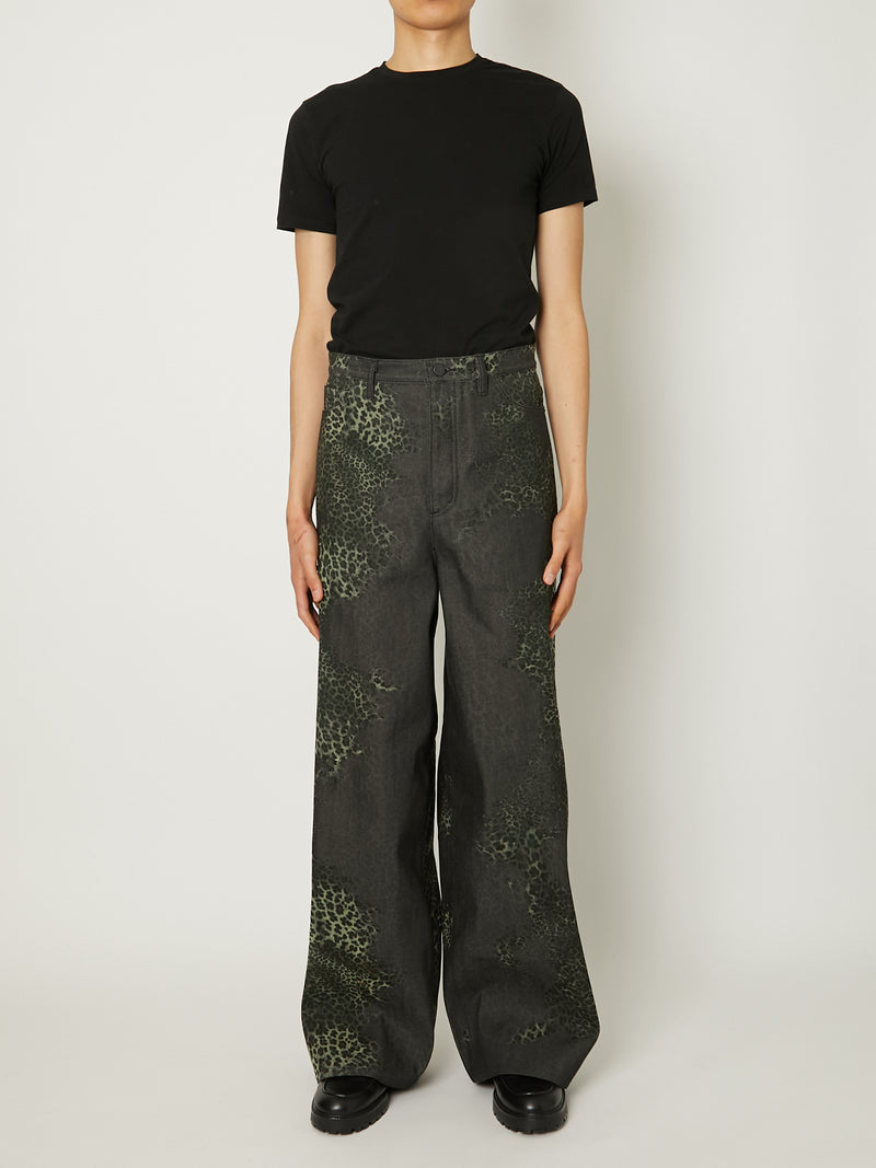 MIX TURE DENIM WIDE 5-POCKET PANTS MODEL