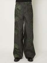 MIX TURE DENIM WIDE 5-POCKET PANTS MODEL