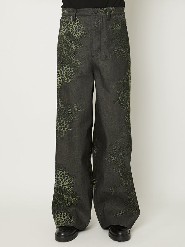 MIX TURE DENIM WIDE 5-POCKET PANTS MODEL