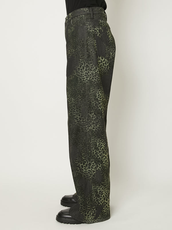 MIX TURE DENIM WIDE 5-POCKET PANTS MODEL