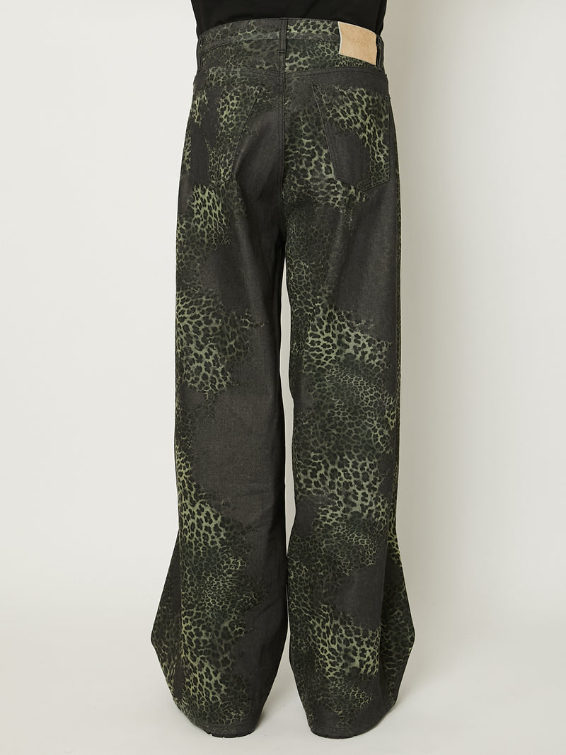 MIX TURE DENIM WIDE 5-POCKET PANTS MODEL