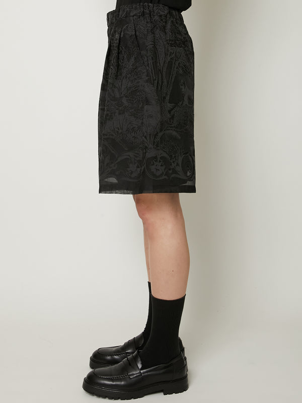 TRANSPARENT TOILE DE JOUY SHORTS BLACK