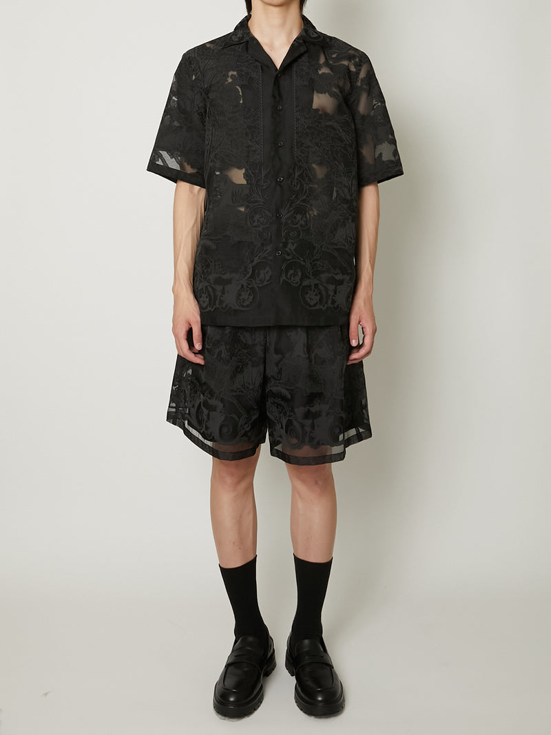 TRANSPARENT TOILE DE JOUY SHORTS BLACK