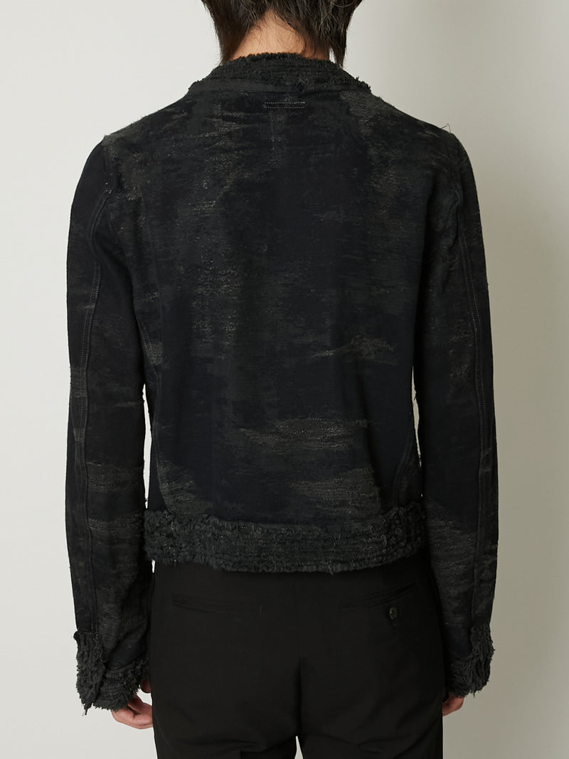taakk SHRINK QUILTING COLLARLESS JACKET