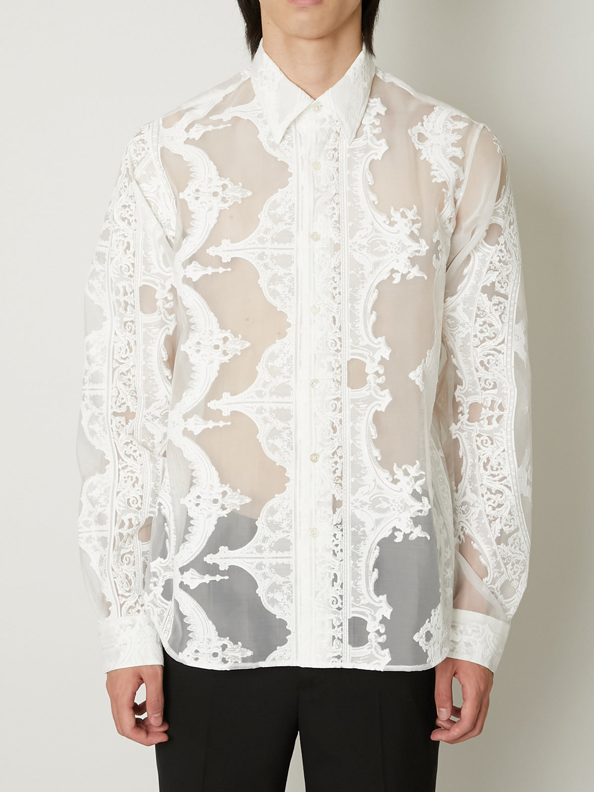 TRANSPARENT ORNAMENT LONG SLEEVE SHIRTS WHITE – TAAKK