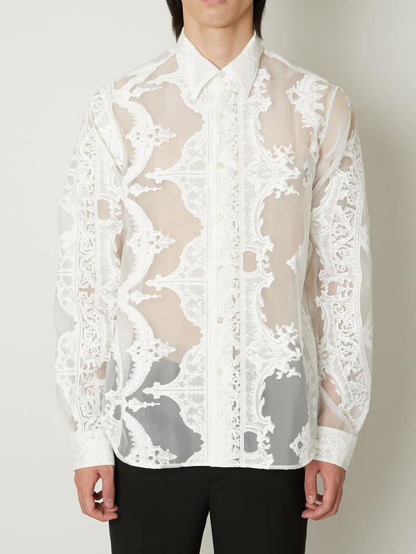 TRANSPARENT ORNAMENT LONG SLEEVE SHIRTS WHITE