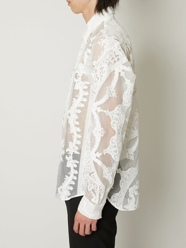 TRANSPARENT ORNAMENT LONG SLEEVE SHIRTS WHITE