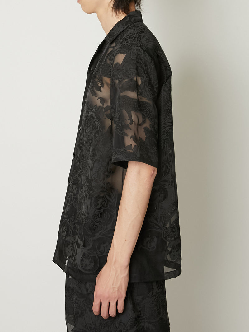 TRANSPARENT TOILE DE JOUY OPEN COLLAR SHIRT