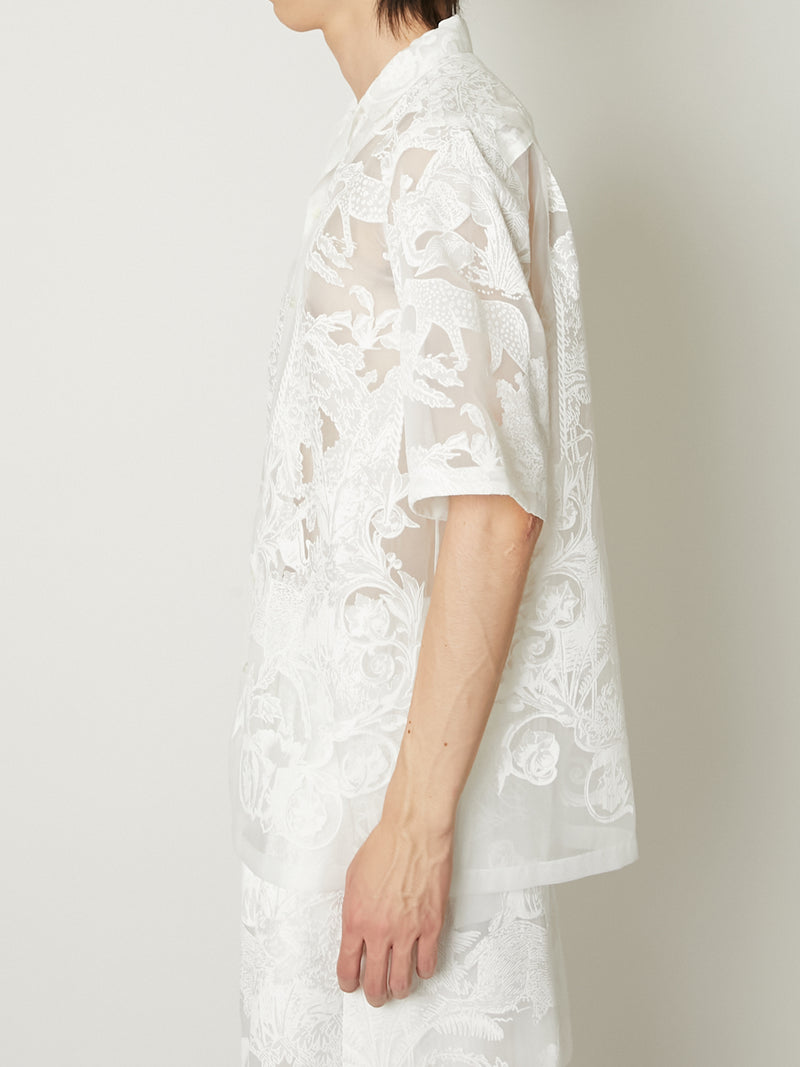 TRANSPARENT TOILE DE JOUY OPEN COLLAR SHIRT