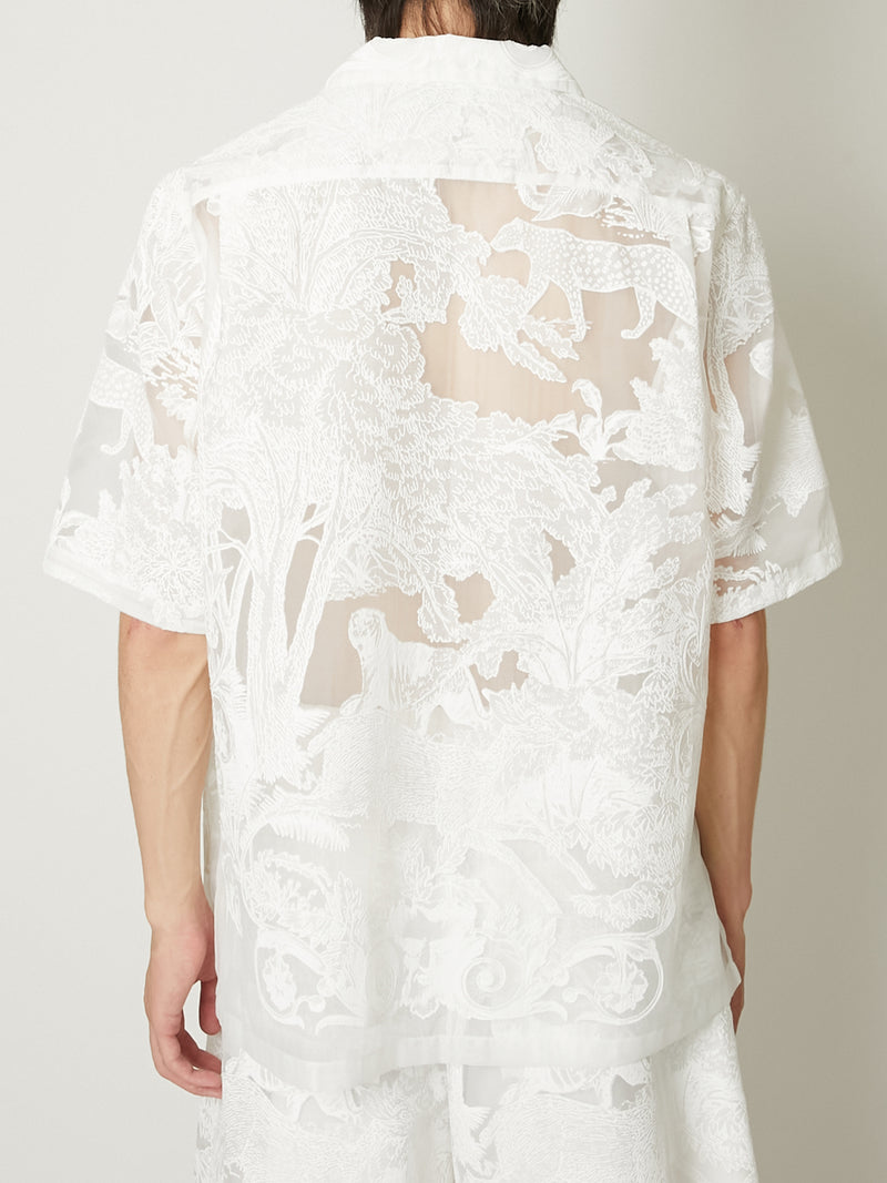 TRANSPARENT TOILE DE JOUY OPEN COLLAR SHIRT