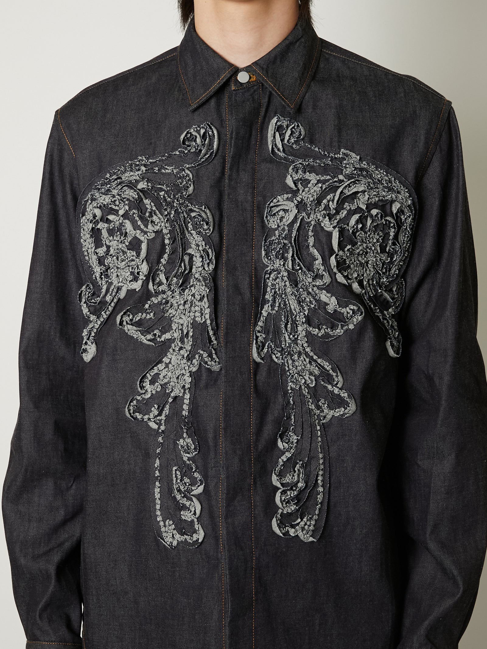 トップス TAAKK SCULPTURE DENIM SHIRTS INDIGO SCULPTURE DENIM SHIRT – TAAKK