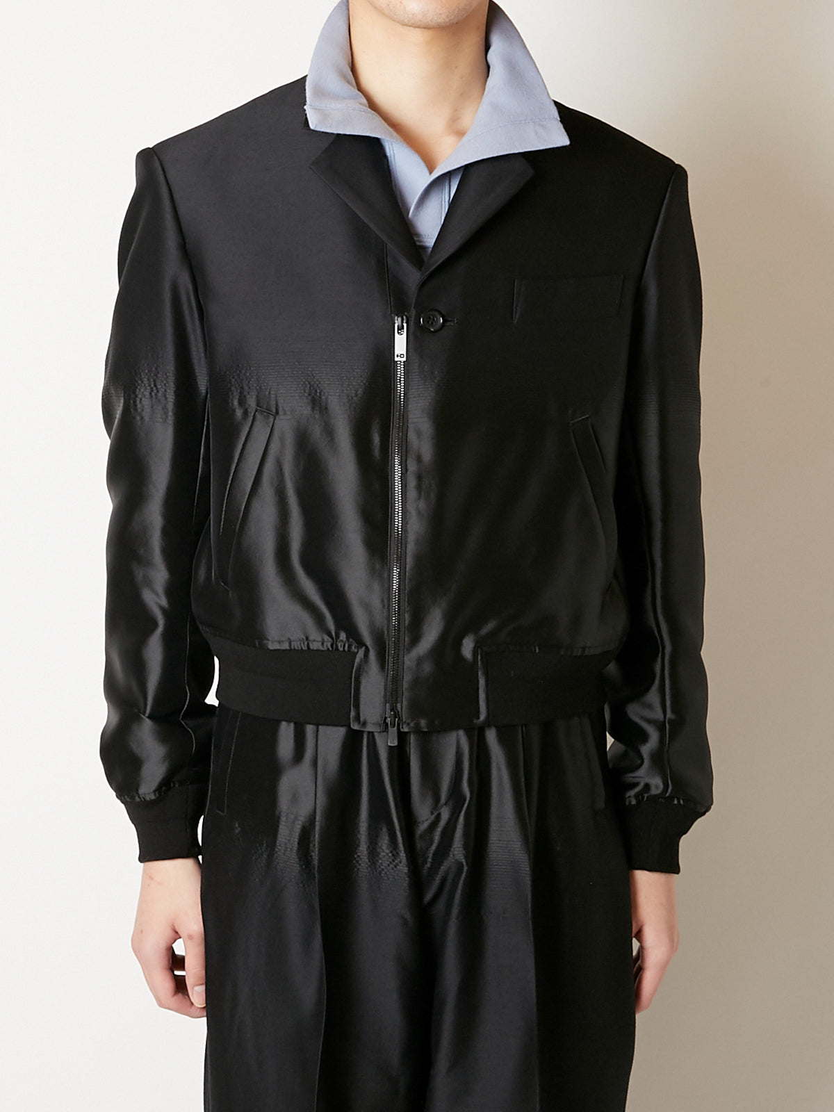【TAAKK/ターク】NO COLLOR JACKET TAAKK DENIM COLLARLESS JACKET BLACK BLEACH