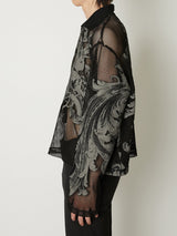 EUROPEAN MOTIF MESH SKIPPER SHIRT BLACK - TAAKK