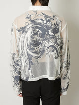 EUROPEAN MOTIF MESH SKIPPER SHIRT WHITE - TAAKK