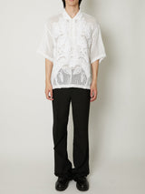 MESH EMBROIDERY POLO SHIRT WHITE - TAAKK