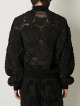 MESH EMBROIDERY ZIP BLOUSON BLACK - TAAKK