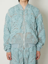 MESH EMBROIDERY ZIP BLOUSON BLUE - TAAKK