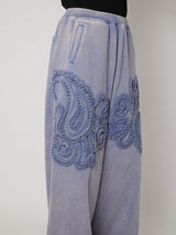 SCULPTURAL EMBROIDERY JERSEY SWEAT WIDE PANTS - TAAKK