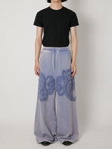 SCULPTURAL EMBROIDERY JERSEY SWEAT WIDE PANTS - TAAKK