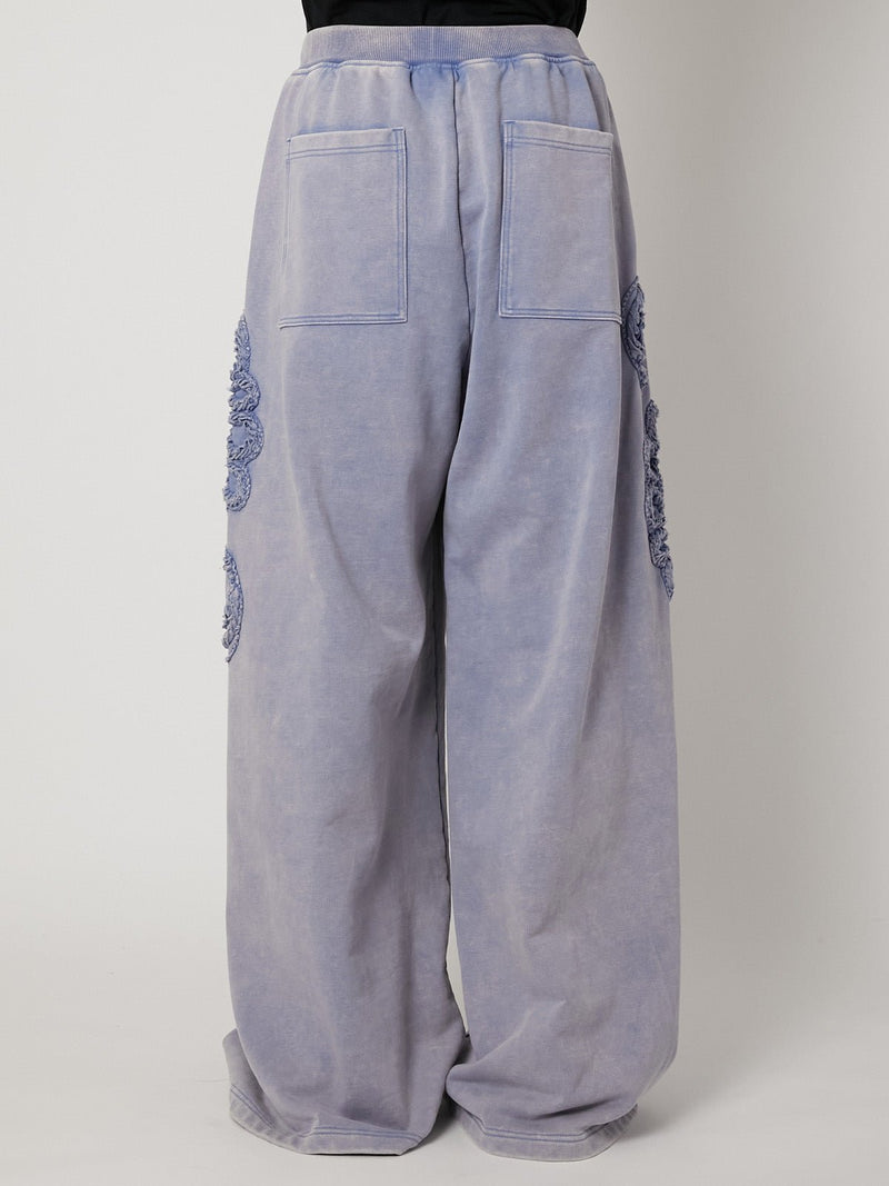 SCULPTURAL EMBROIDERY JERSEY SWEAT WIDE PANTS – TAAKK