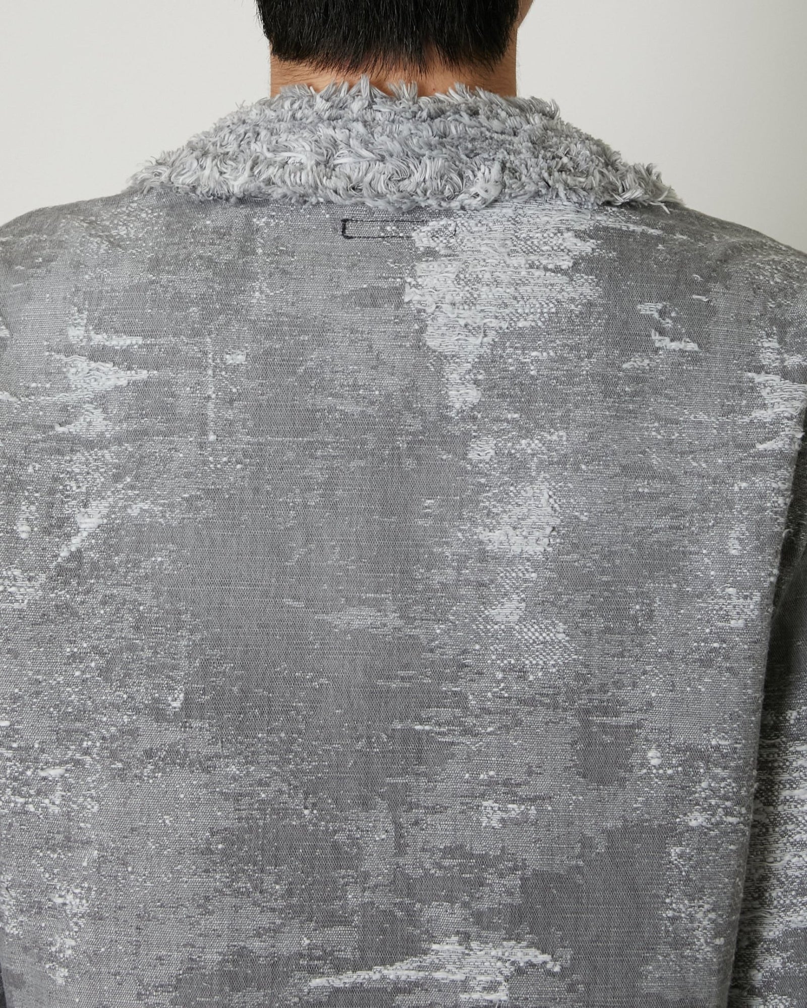 TAAKK DENIM COLLARLESS JACKET BLACK BLEACH