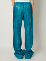 LEATHER COATING JERSEY TRACK PANTS