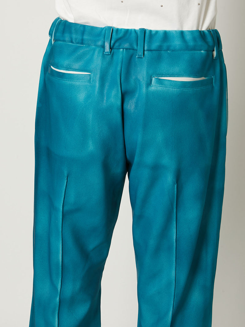LEATHER COATING JERSEY TRACK PANTS